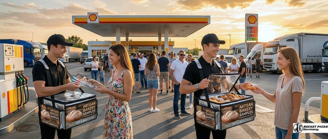 Professional sampling tray, enhancing dwell time and purchase impulses for travelers.