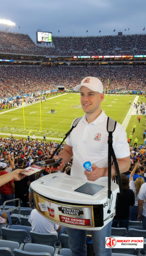 Las Vegas convention center belly tray for beer to go professional vendor POS activation, advertising measure, visual presentation and cross promotion.