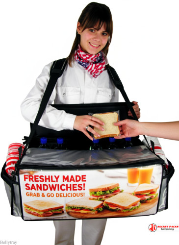 Mobile bellytray promoting beverage brand at Auckland culture weekend.