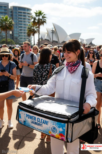 ortable bellytray catering concept showcased at Sydney open-air beach festival.