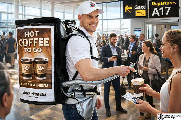 Strategically designed bellytray for cross-promotion and brand message integration within the beverage industry at a Birmingham food expo marketing event.