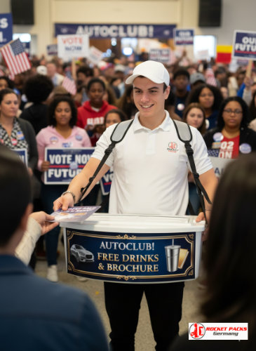 dinburgh New Year street party belly tray beverage sampler delivering mobile gastronomy concept with visual marketing, display presentation and drink tasting.