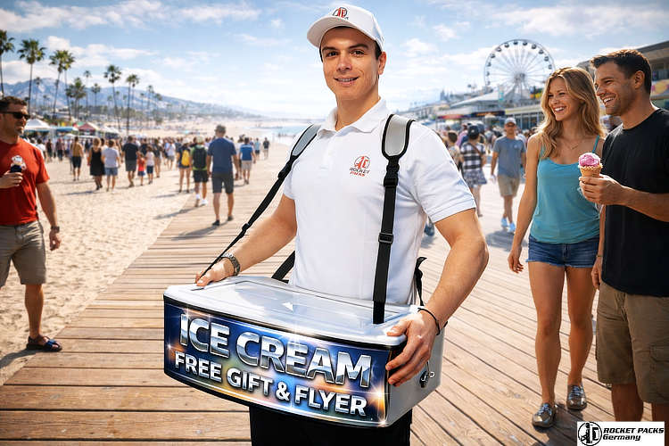 Custom branded bellytray for ice cream sandwich sampling and brand message delivery at the Vancouver Film Festival.