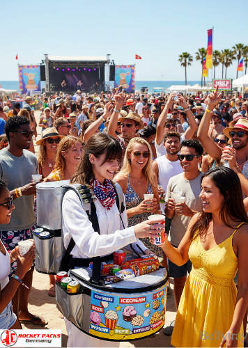 Belly tray used in a Dublin street parade for mobile catering, tasting promotion, and clear brand messaging.