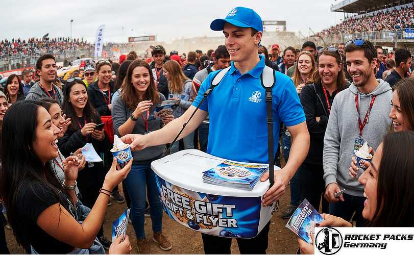 Professional bellytray for soft ice takeaway and mobile POS solution at the Las Vegas Convention Center.