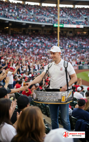 Vancouver waterfront belly tray coffee to go seller using open air POS communication, visual merchandising highlight and mobile shop concept.