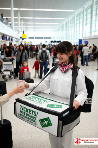 Bellytray vendor tray in Los Angeles roadshow used for human-to-human brand activation and spirits tasting.