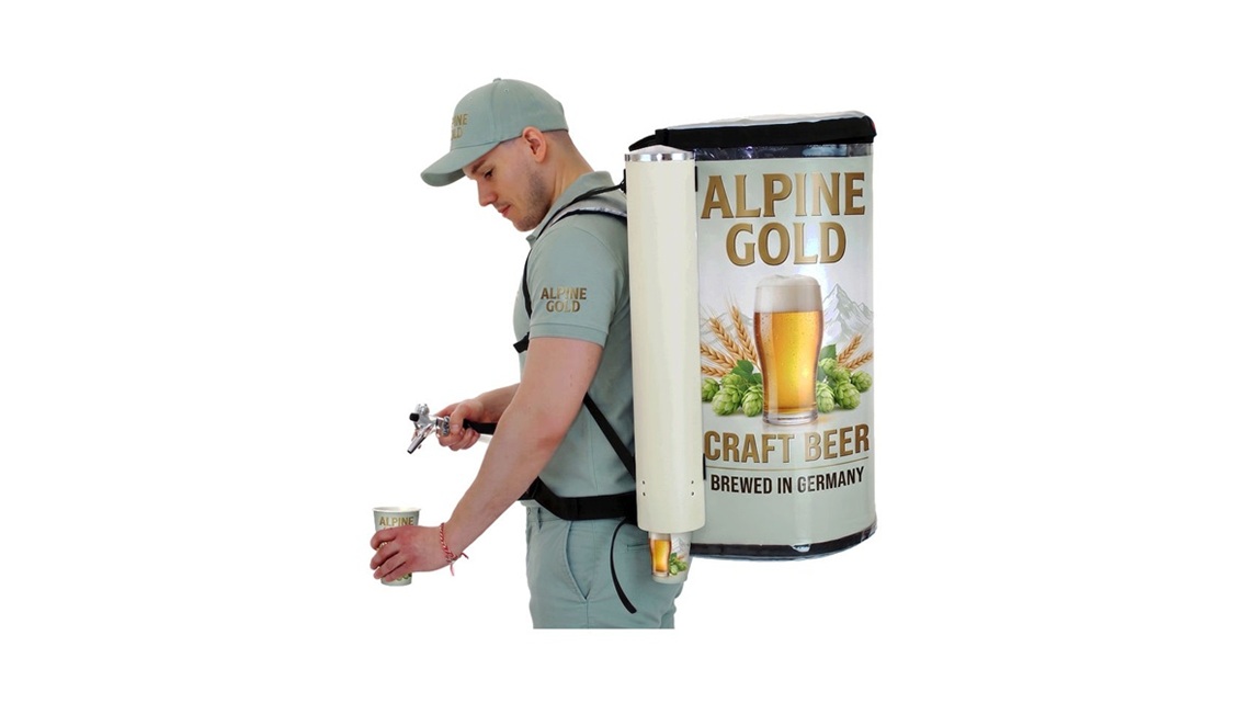 Beverage backpack dispenser for mobile drink service at events and promotions