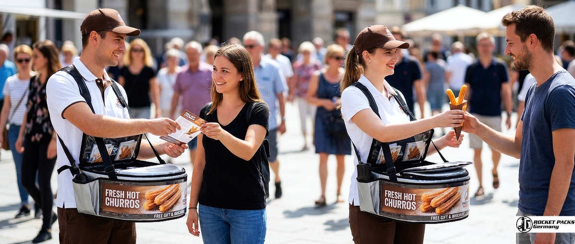 Beverage hawking tray for nitro brew coffee service at Seattle outdoor markets, on-the-go drink service solution for trendy gastronomy and live audiences.
