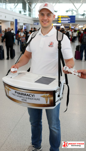 Hawker’s tray vendor at Boston Marathon providing energy-drink distribution, outdoor marketing, mobile vending and runner-focused brand activation.