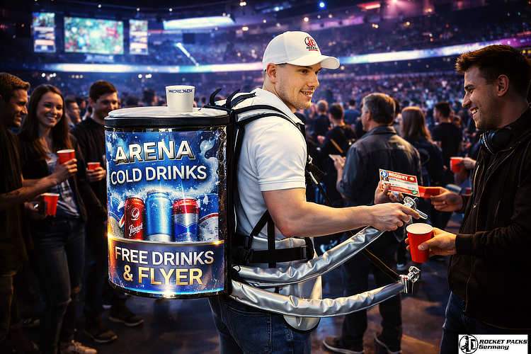 Coffee to go served from a portable tray during a university campus event in Boston.