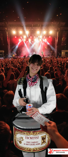 Hawker’s tray at Dublin Wine Festival enabling mobile drink distribution, premium tasting experience, visual merchandising, event identity showcasing and roadshow-style consumer engagement.