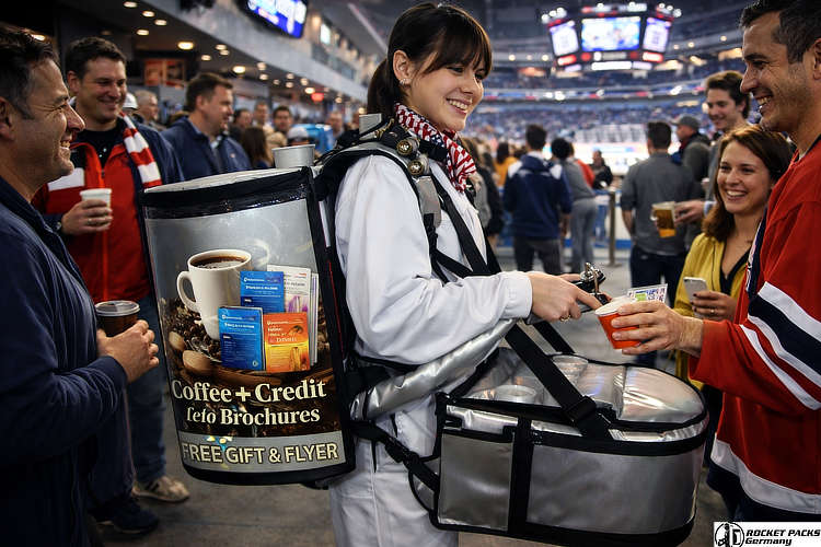 Event staff serving drinks from a tray during a live music festival in Austin.