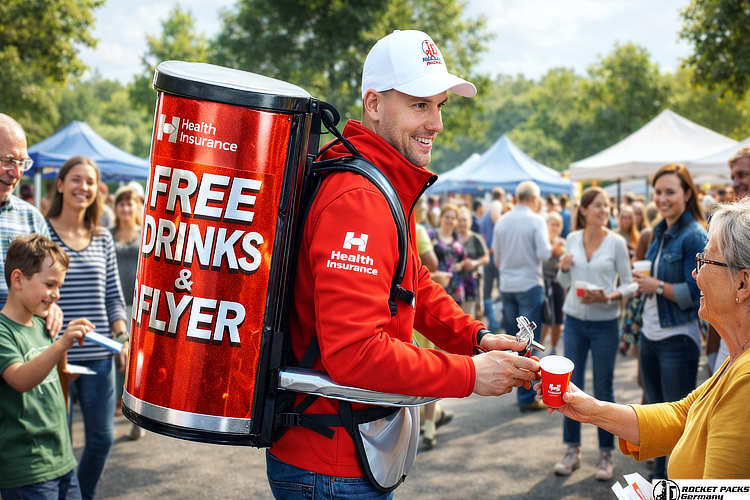 Portable drink distribution equipment used during a festival near Sydney Harbour.