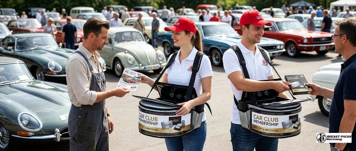 Professional hawker tray with integrated cup holders for rapid drink service at Wembley Stadium, featuring a heavy-duty 4-point harness for stadium concession crews.
