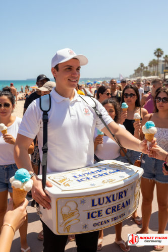 Hawker’s tray at Canberra Night Festival enabling icecream distribution and live marketing.