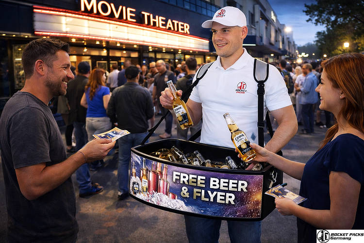 Innovative hawkers tray for sampling and person-to-person marketing, driving consumer engagement at a Dubai luxury lifestyle expo and trade show.