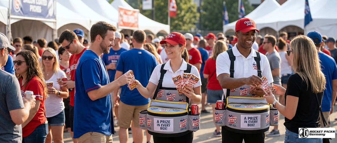 Professional heavy-duty plastic hawker tray for rapid stadium vending at a New York baseball game, features ergonomic 4-point harness for high-volume beer consumption and sales.