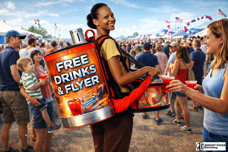 Heavy-duty vendors tray for beer-to-go distribution and mobile POS solution, improving the quality of stay for the live audience.