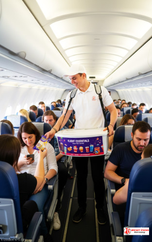 Professional ice cream vendor tray at Newcastle street fair — event marketing, product presentation, and sampling solution.
