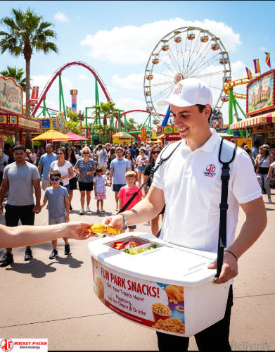 Ice cream vending tray used at Las Vegas open-air concert — part of live event marketing and experiential catering concept.