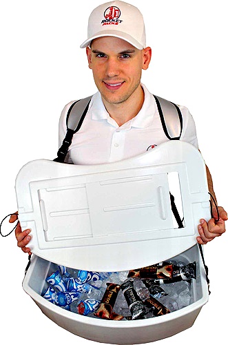 Ice cream tray at Birmingham shopping mall — POS communication promoting on-the-go snack experience.