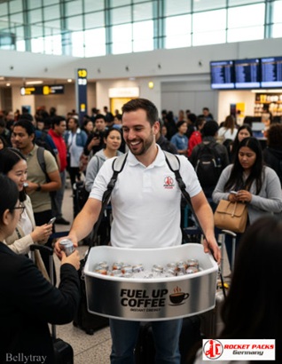 Ice-cream vendor tray supporting beachfront product promotion on the Gold Coast during a family event.
