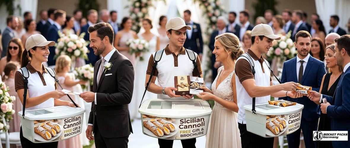 Professional insulated vendor tray for mobile cannoli sales at Los Angeles stadium events, featuring an ergonomic 4-point harness system for high-volume hands-free vending and catering service.