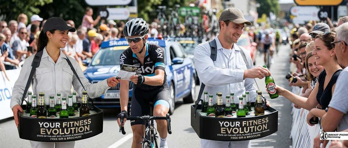 LED illuminated vendor tray for Las Vegas nightlife promotion, an eye-catcher visual marketing tool for spirits consumption and brand presence at the POS.