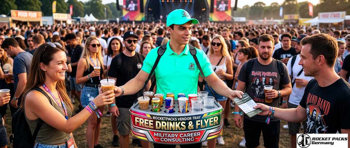 Drink sampling promotion using a mobile bellytray during a summer waterfront event in Toronto.