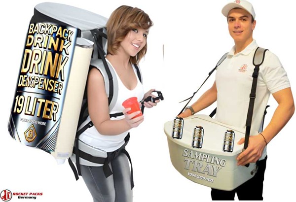 Vancouver open days bellytray used for drink sampling and POS promotion, enhancing live customer engagement.