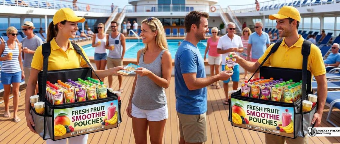Mobile coffee-to-go vending tray for morning commuters, a grab-and-go solution for urban high-traffic retail areas.
