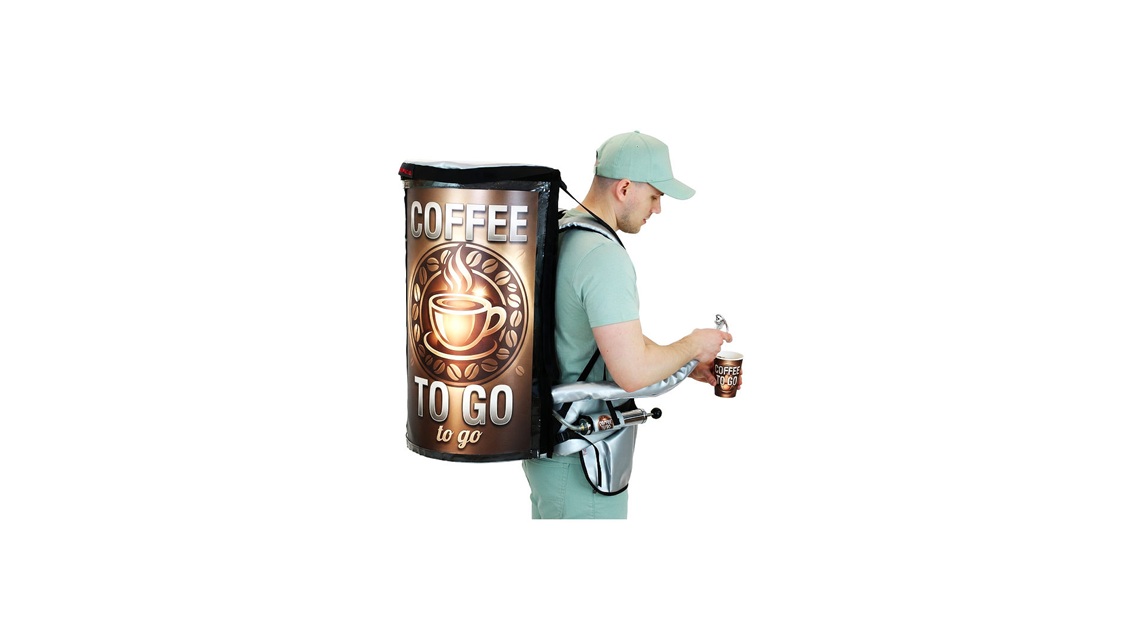 Professional backpack dispensing system for flexible mobile service and refreshment distribution at events.