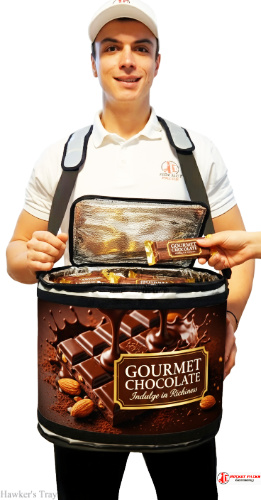 Toronto open-air cinema using mobile hawker’s tray for drink sales and live audience engagement through experiential event marketing.