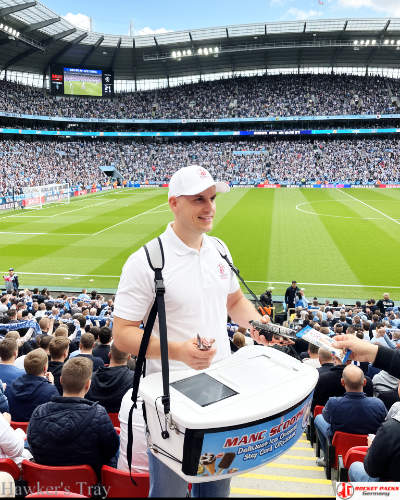 ice cream tray in Boston Harbor carnival — combining tasting, brand message, and shopper experience.