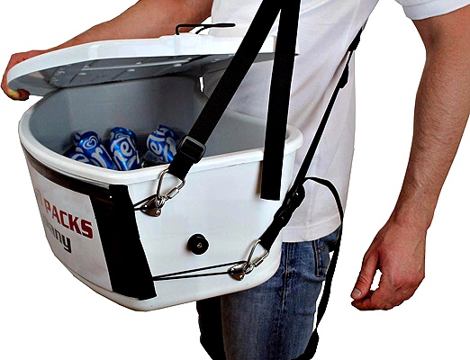 Mobile ice cream vendor tray at Brisbane street food market — on-the-go tasting experience and POS promotion.