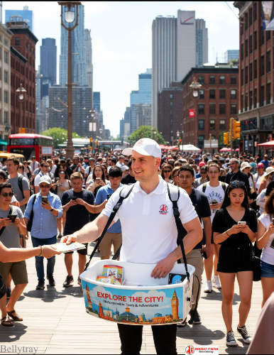 Mobile ice cream vending tray at Toronto Harbourfront open-air concert — an on-the-go catering and sampling solution.