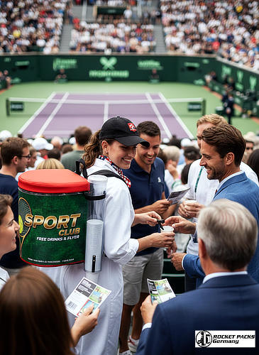 Mobile POS action vending tray for high-impact product presentation and brand appearance at a Dubai international trade fair for food and beverage.