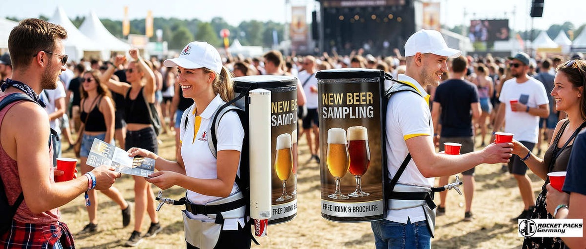 Heavy-duty mobile sales tray tray for rapid beer vending, features insulated linear for cold drinks consumption and 4-point ergonomic harness system.