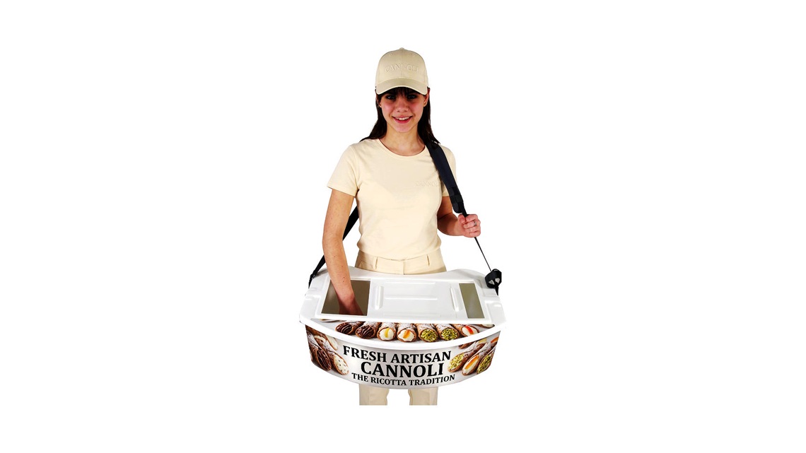 Versatile vendor tray optimized for fast distribution and sales in crowded areas like stadiums, concerts, and exhibitions.