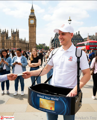Elegant mobile vendor’s tray in Cape Town Wine Festival, enhancing consumer tasting experiences through live brand communication.