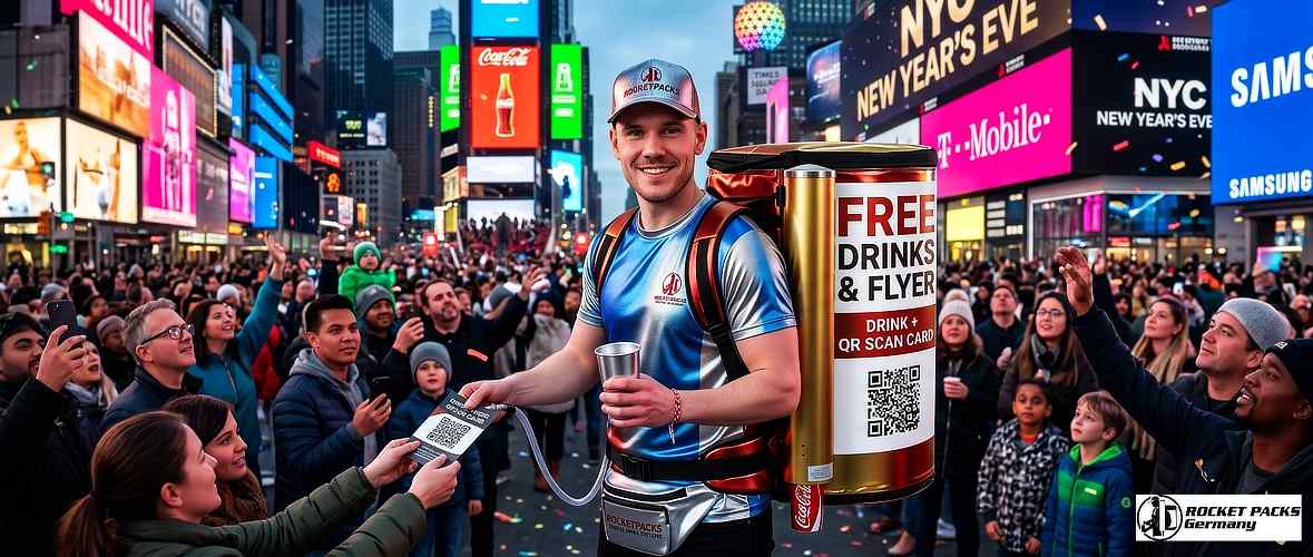 Coffee tasting promotion using a mobile vendor’s tray during a student event at Cambridge University.