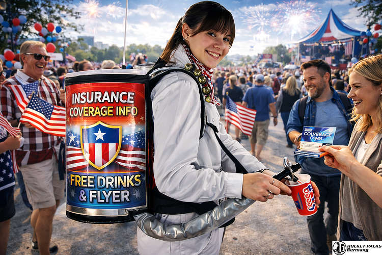 Durable outdoor vending tray for mobile cocktail service and drink creation at a Miami Beach open-air corporate hospitality event.