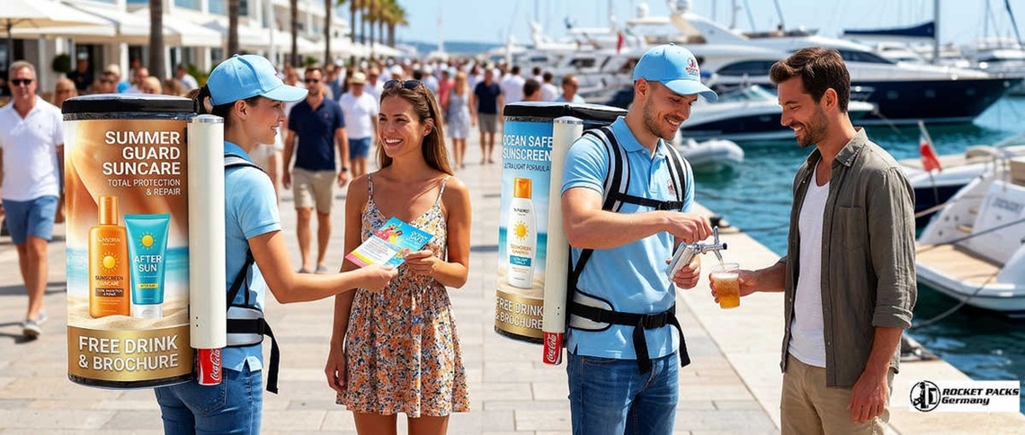 Portable drink service vendor tray for beer festivals, providing a mobile point of sale solution for high volume.