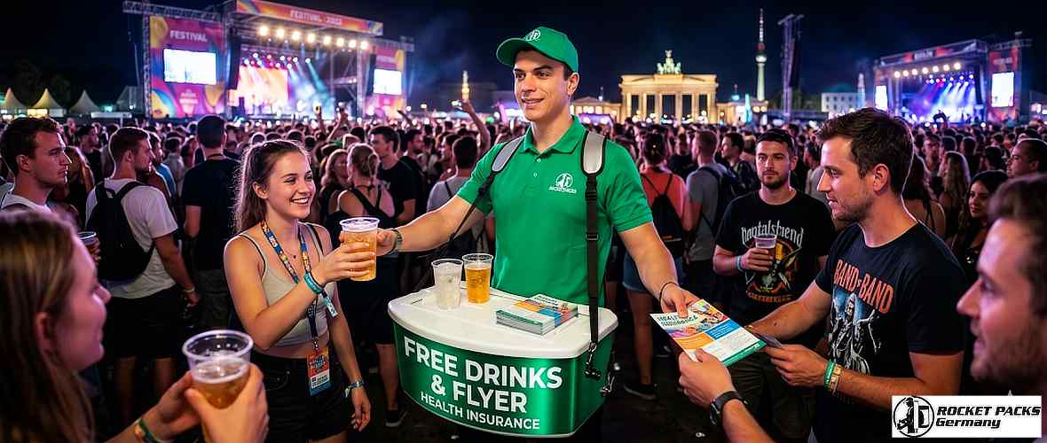 Drink sampling promotion during a food festival in San Francisco using portable serving equipment.
