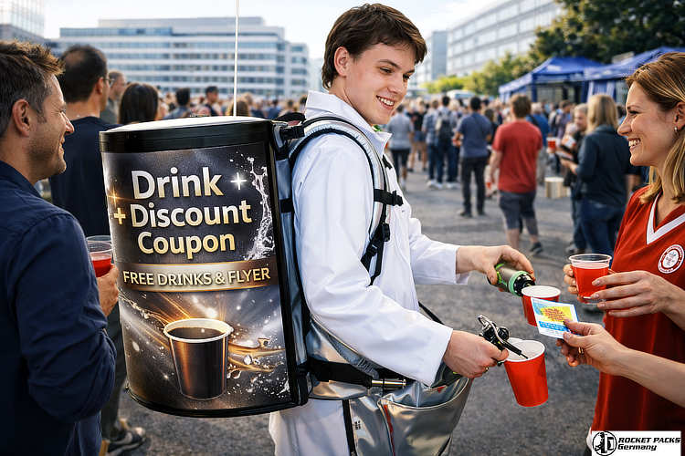 Hawker tray used for coffee-to-go service during a marketing roadshow event in Vancouver, helping brands interact directly with visitors.