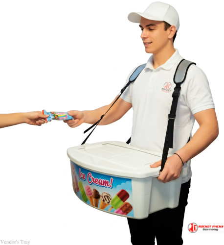 Portable ice cream vendor tray at New York Central Park concert — on-the-go sales and live communication promoting brand experience.