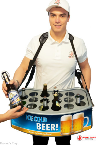 Mobile beer vending tray used at the New York Beer Festival for live audience engagement, POS activation, and experiential drink marketing.