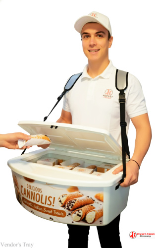 Professional cannolistray at Melbourne Music Festival combining live tasting, shopper activation, and event marketing.