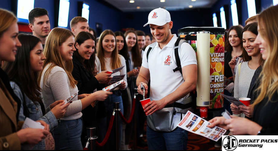 Professional hawker experience for brand message delivery and sampling via person-to-person marketing at the Manchester Christmas Market.